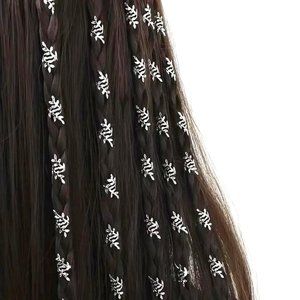 40-PIECE SET SILVERY LEAF HAIR RINGS